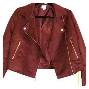Maroon Faux Suede MotoJacket (6)!